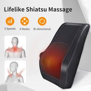 NEW Boriwat Shiatsu Massage Cushion Heating Pad Deep Tissue Kneading Pillow Neck